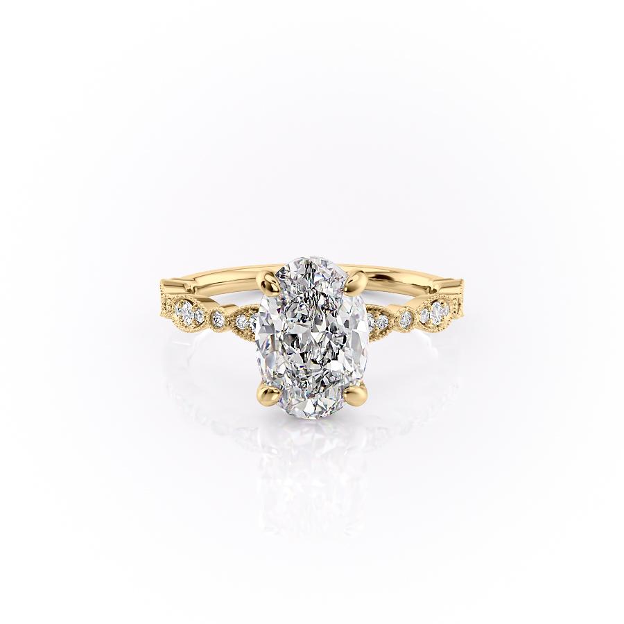 Oval Cut Lab Diamond Engagement Ring, Vintage Design