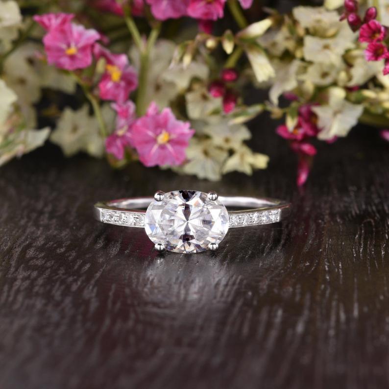 Oval Cut Lab Diamond Engagement Ring, Vintage Design