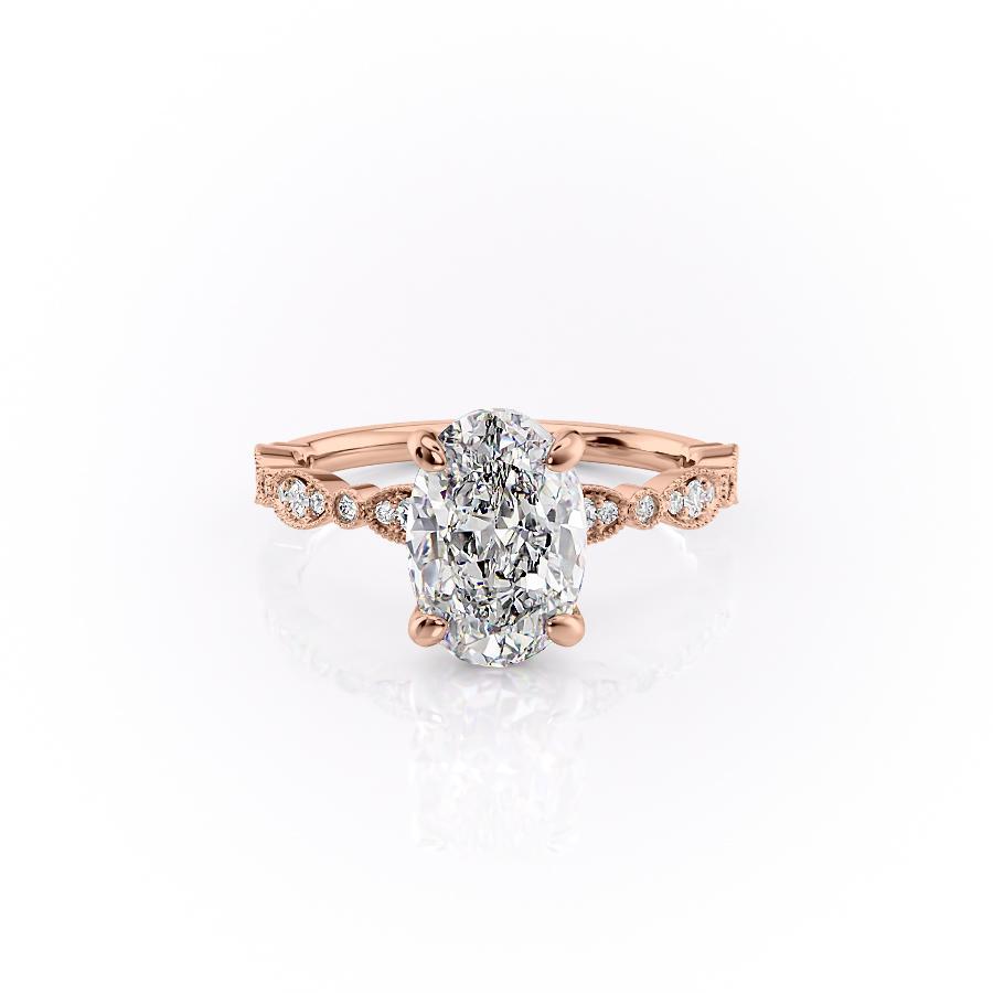 Oval Cut Lab Diamond Engagement Ring, Vintage Design