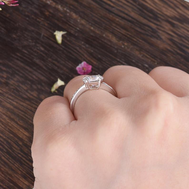 Oval Cut Lab Diamond Engagement Ring, Vintage Design