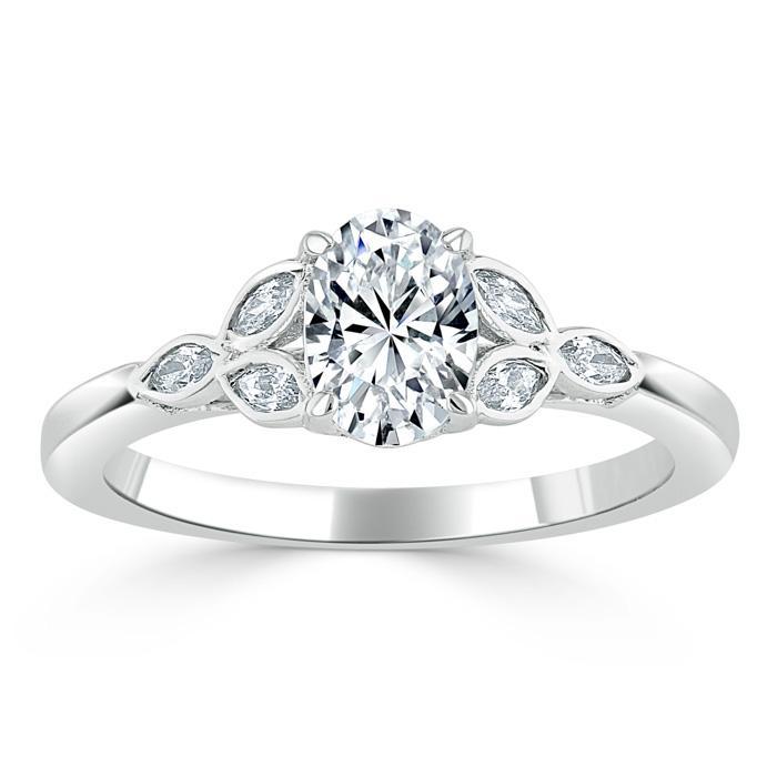 Oval Cut Lab Diamond Engagement Ring, Vintage Style