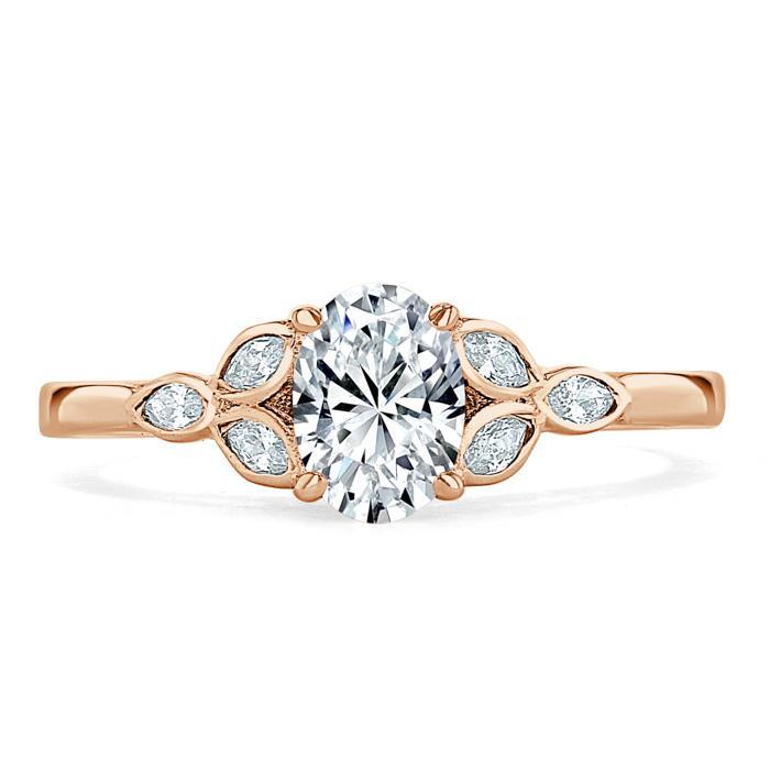Oval Cut Lab Diamond Engagement Ring, Vintage Style