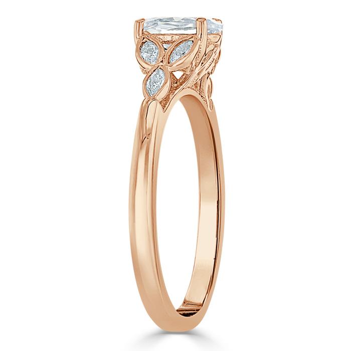 Oval Cut Lab Diamond Engagement Ring, Vintage Style
