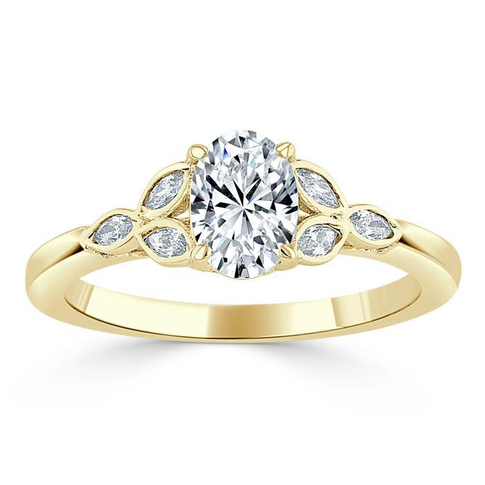 Oval Cut Lab Diamond Engagement Ring, Vintage Style