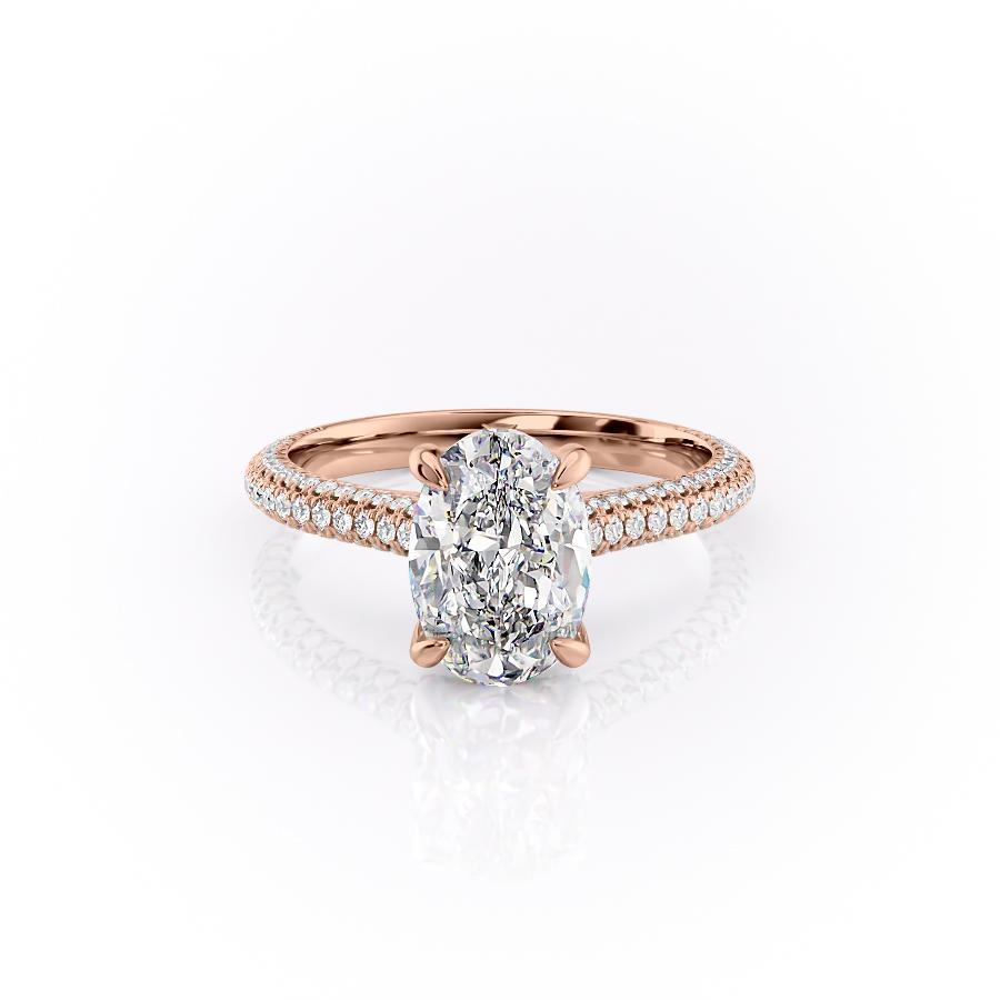 Oval Cut Lab Diamond Engagement Ring With Side Stones