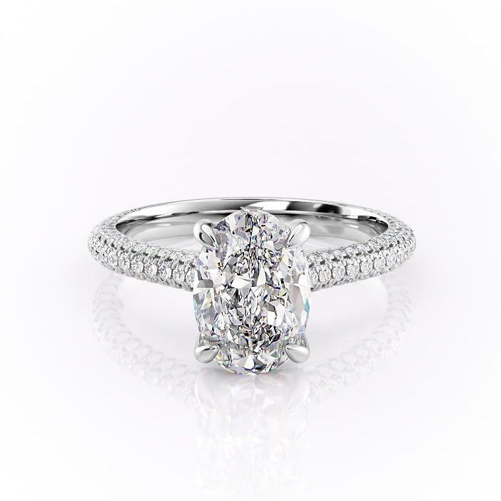 Oval Cut Lab Diamond Engagement Ring With Side Stones