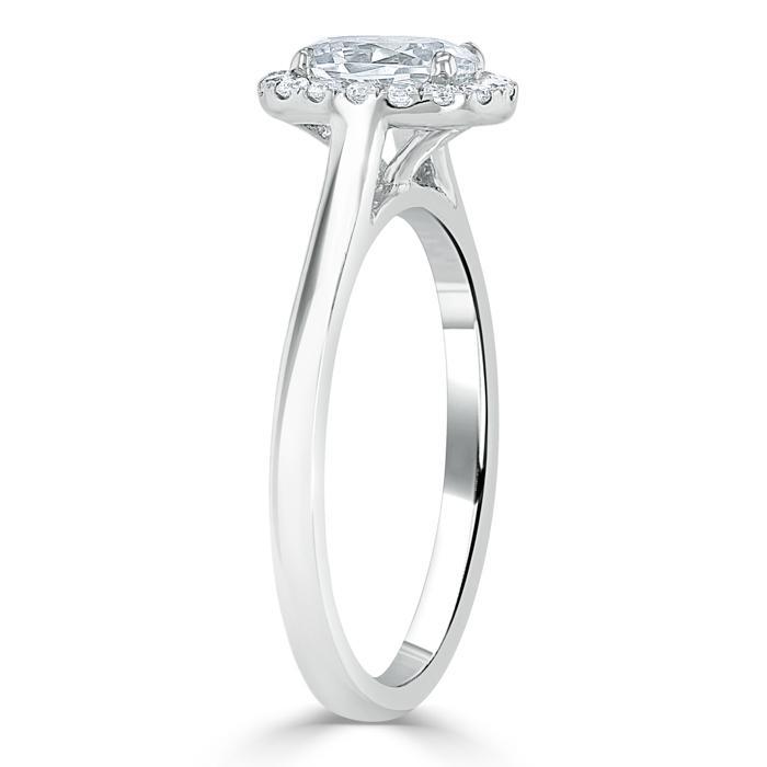 Oval Cut Lab Diamond Halo Engagement Ring