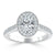 Oval Cut Lab Diamond Halo Engagement Ring, Tiffany Style