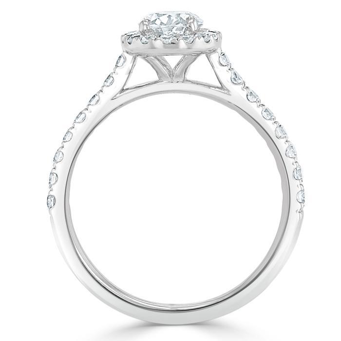 Oval Cut Lab Diamond Halo Engagement Ring, Tiffany Style