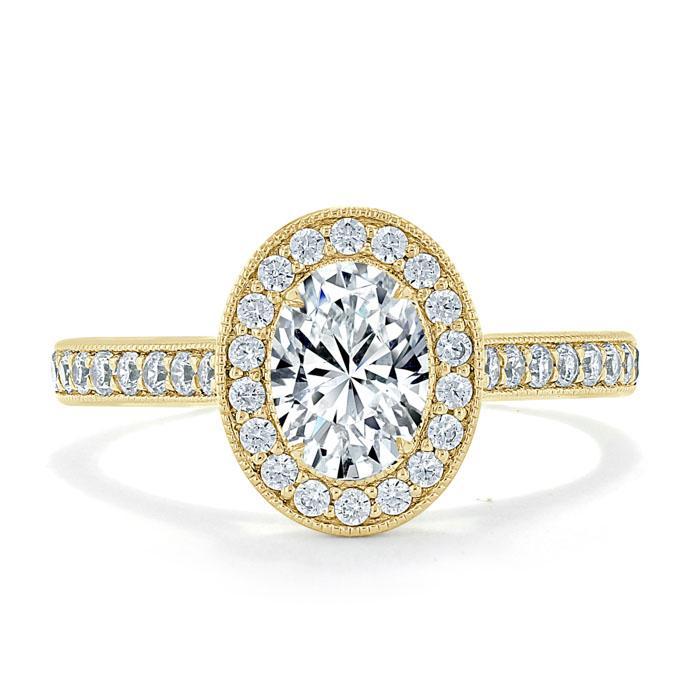 Oval Cut Lab Diamond Halo Engagement Ring, Tiffany Style