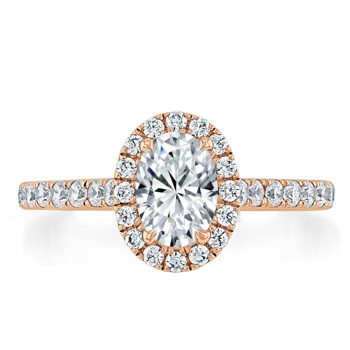 Oval Cut Lab Diamond Halo Engagement Ring, Tiffany Style