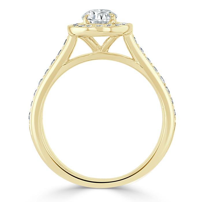 Oval Cut Lab Diamond Halo Engagement Ring, Tiffany Style