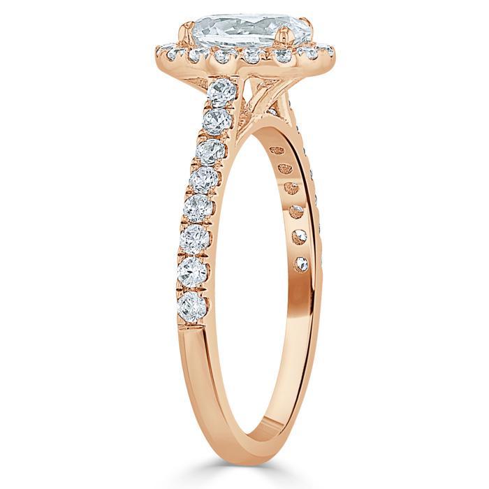 Oval Cut Lab Diamond Halo Engagement Ring, Tiffany Style