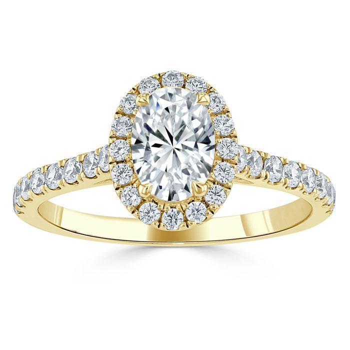 Oval Cut Lab Diamond Halo Engagement Ring, Tiffany Style