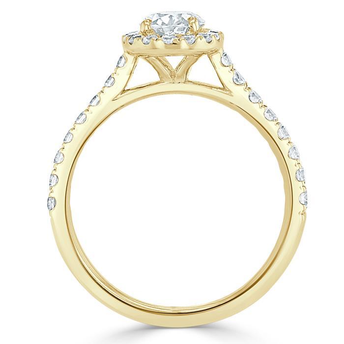 Oval Cut Lab Diamond Halo Engagement Ring, Tiffany Style