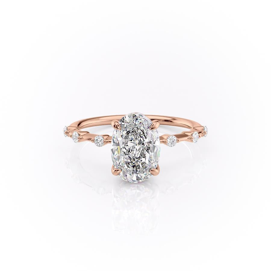 Oval Cut Lab Diamond Ring, Delicate Vintage Style