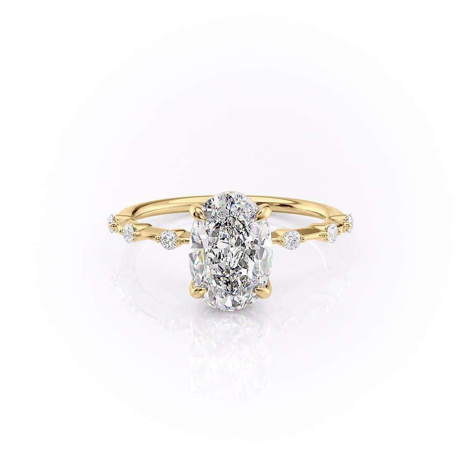 Oval Cut Lab Diamond Ring, Delicate Vintage Style