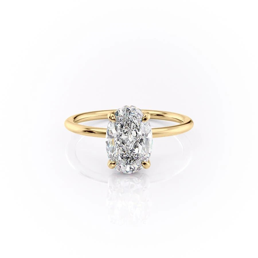 Oval Cut Lab Diamond Ring, Hidden Halo Design