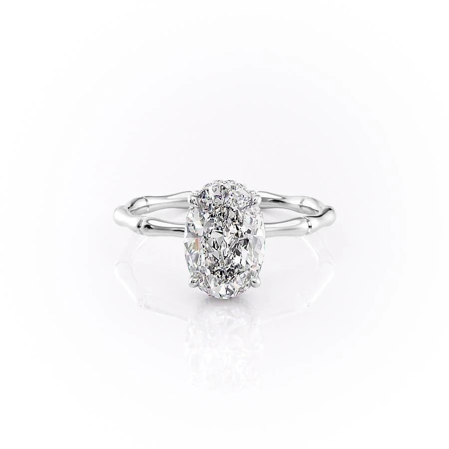 Oval Cut Lab Diamond Ring With Hidden Halo