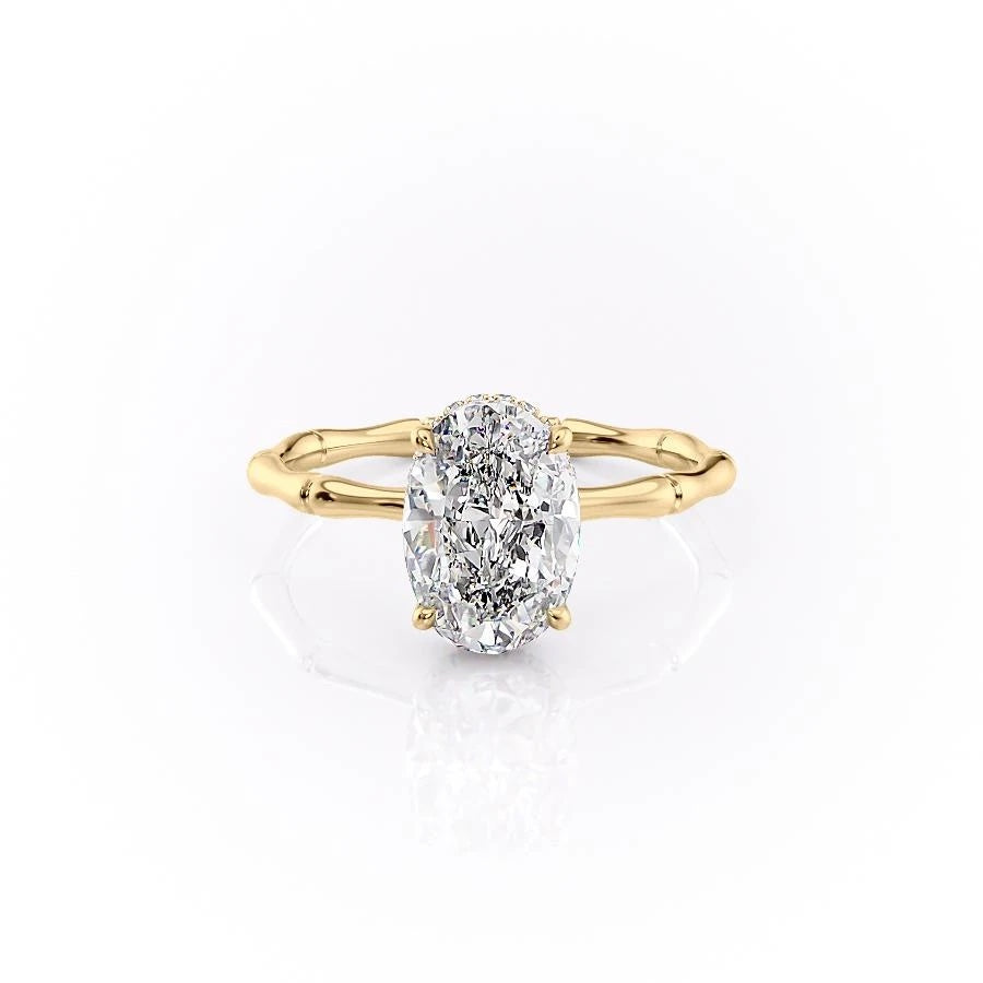 Oval Cut Lab Diamond Ring With Hidden Halo