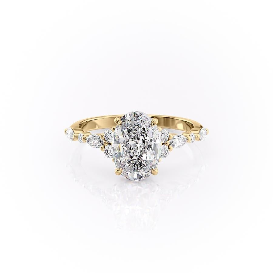Oval Cut Lab Diamond Shoulder Set Ring Vintage Design