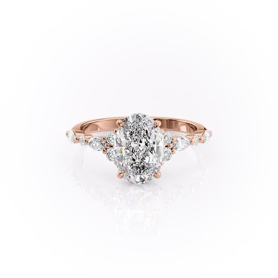 Oval Cut Lab Diamond Shoulder Set Ring Vintage Design