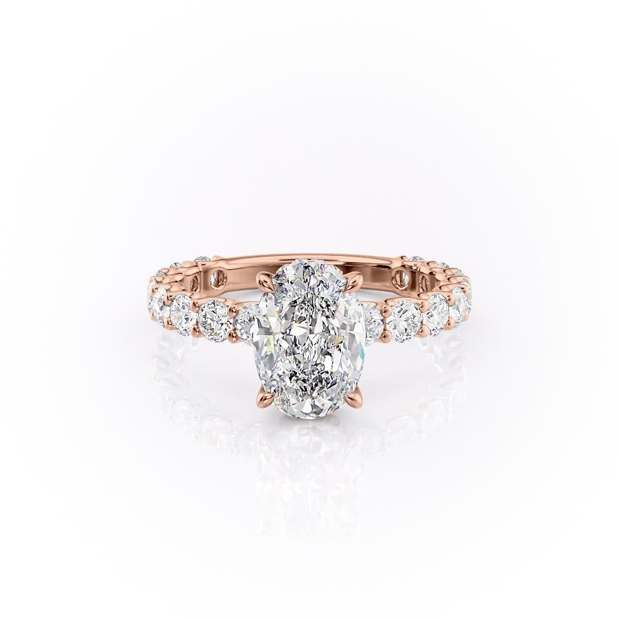 Oval Cut Lab Diamond Stone Set Shoulders With Hidden Halo