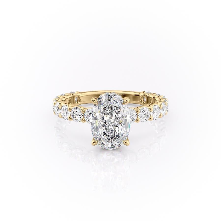 Oval Cut Lab Diamond Stone Set Shoulders With Hidden Halo