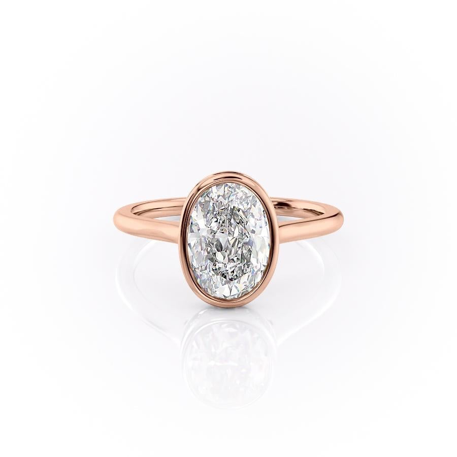 Oval Cut Rubover Lab Diamond With Hidden Halo