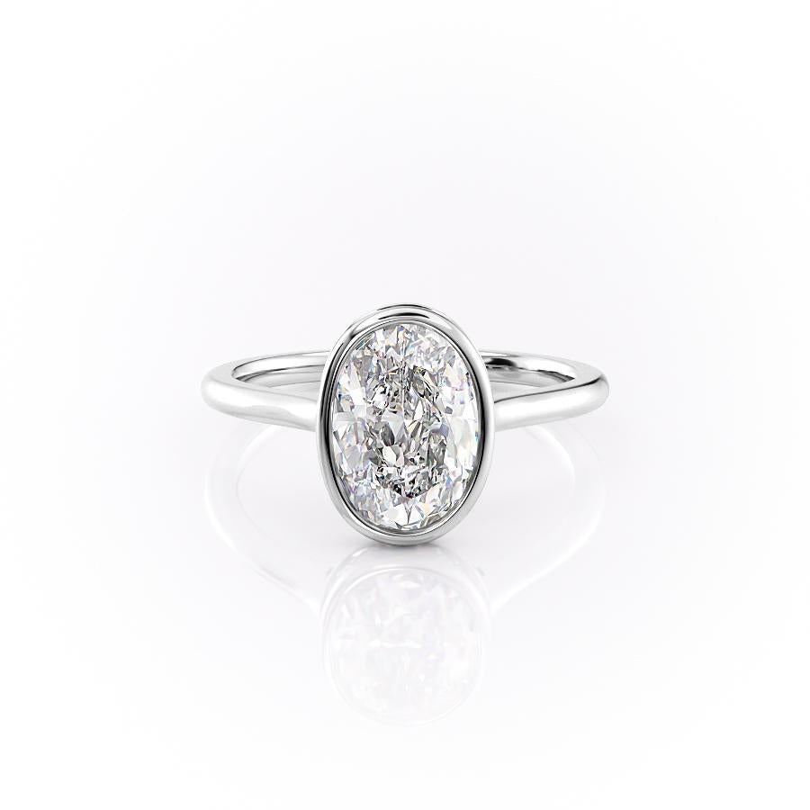 Oval Cut Rubover Lab Diamond With Hidden Halo