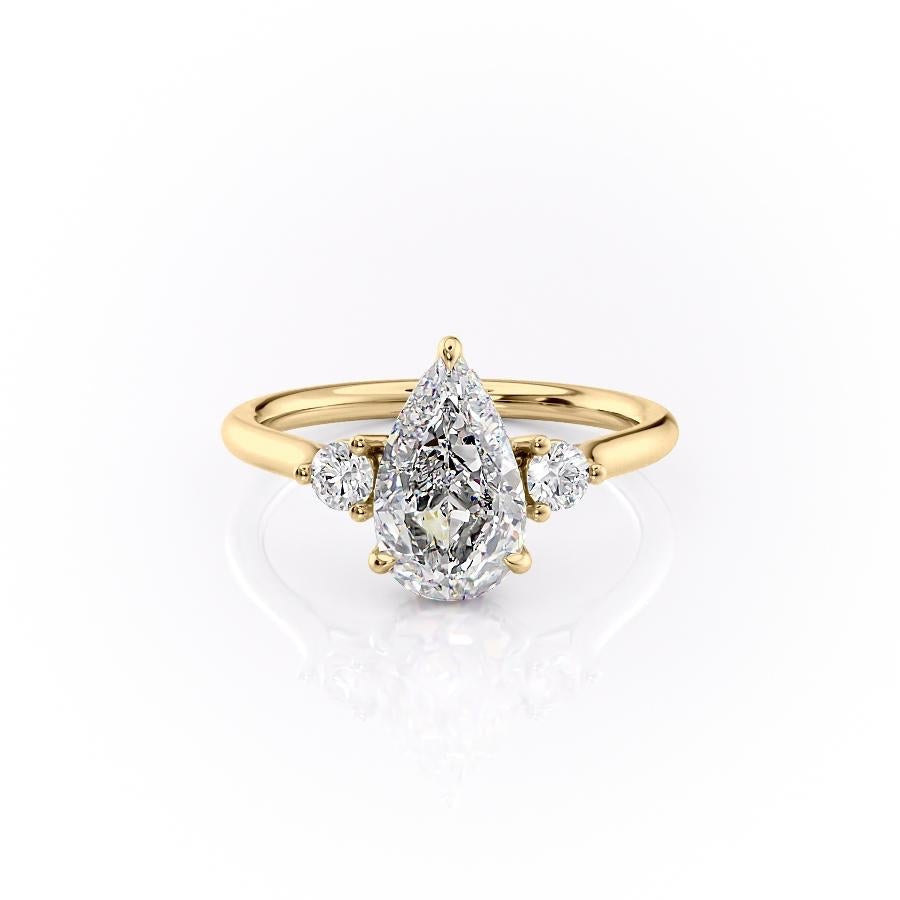 Pear Cut Lab Diamond 3 Stone Ring