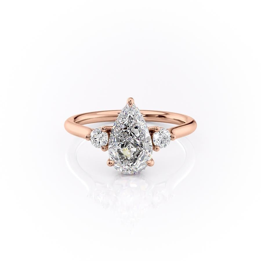 Pear Cut Lab Diamond 3 Stone Ring