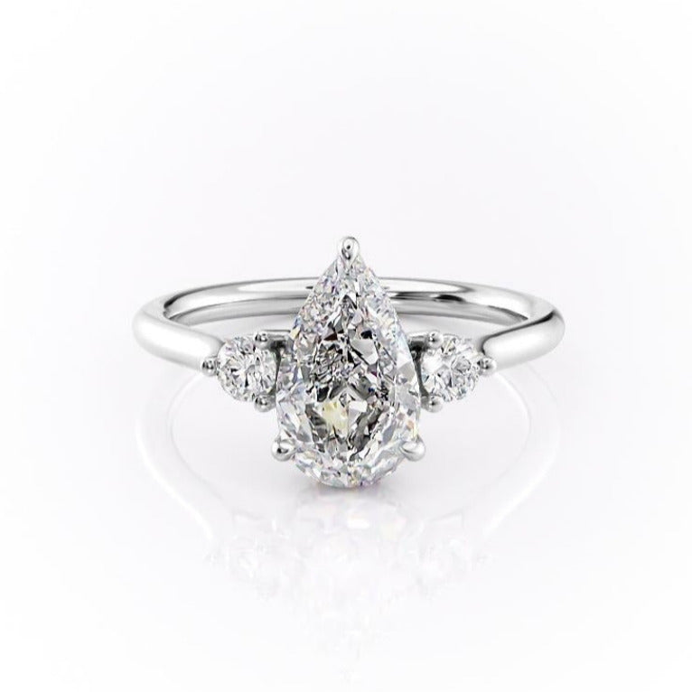 Pear Cut Lab Diamond 3 Stone Ring