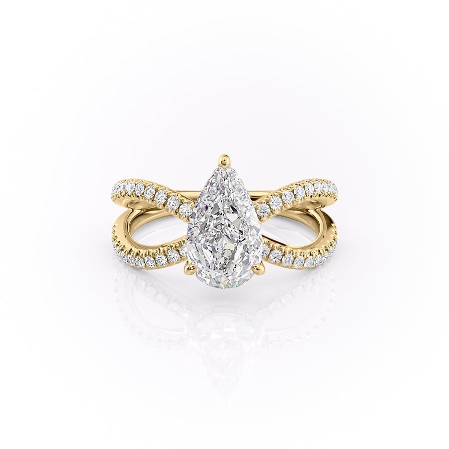 Pear Cut Lab Diamond Criss-Cross Design