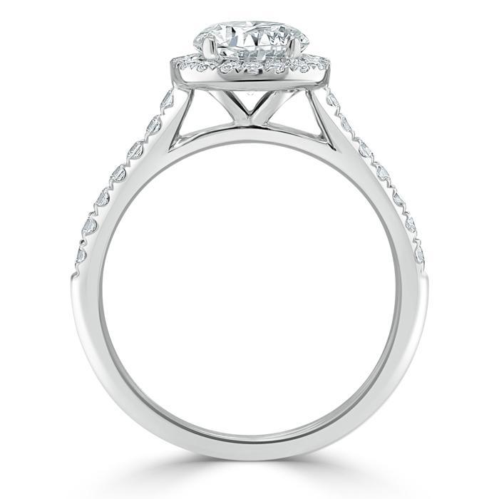 Pear Cut Lab Diamond Engagement Ring, Classic Halo