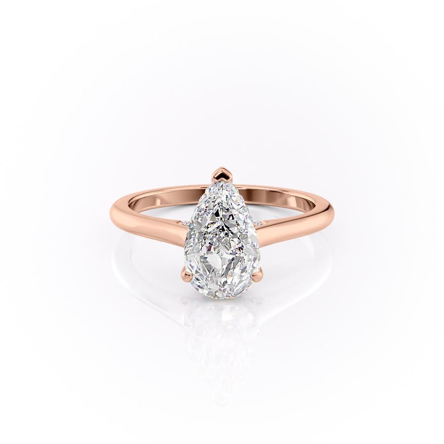 Pear Cut Lab Diamond Ring With Hidden Halo