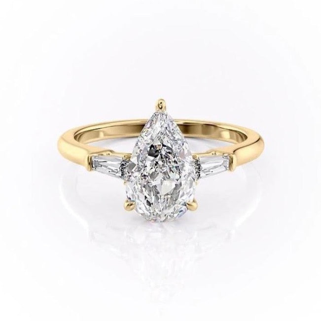 Pear Cut Lab Diamond, Traditional Classic Design