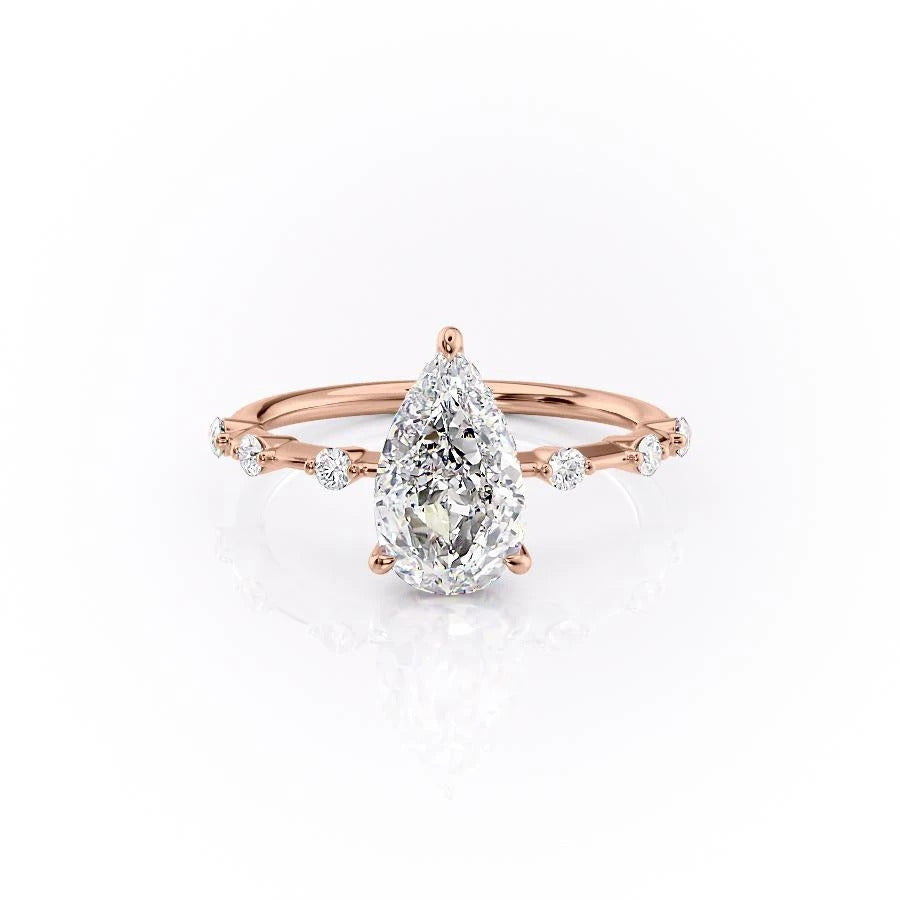 Pear Cut Lab Diamond With Stone Set Shoulders