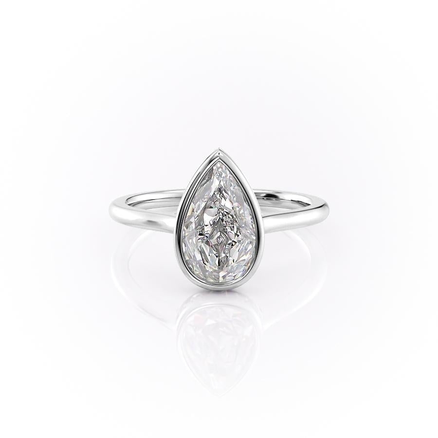 Pear Cut Rubover Lab Diamond With Hidden Halo