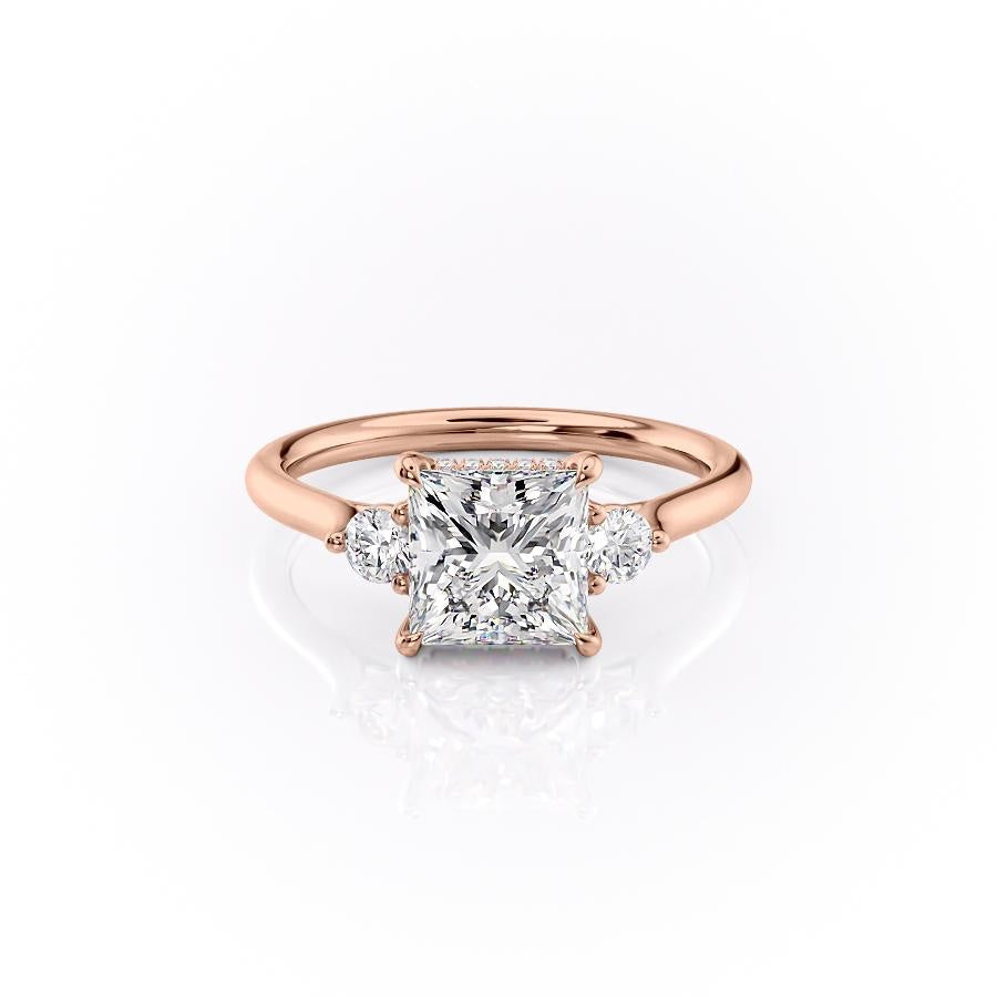 Princess Cut Lab Diamond 3 Stone Ring