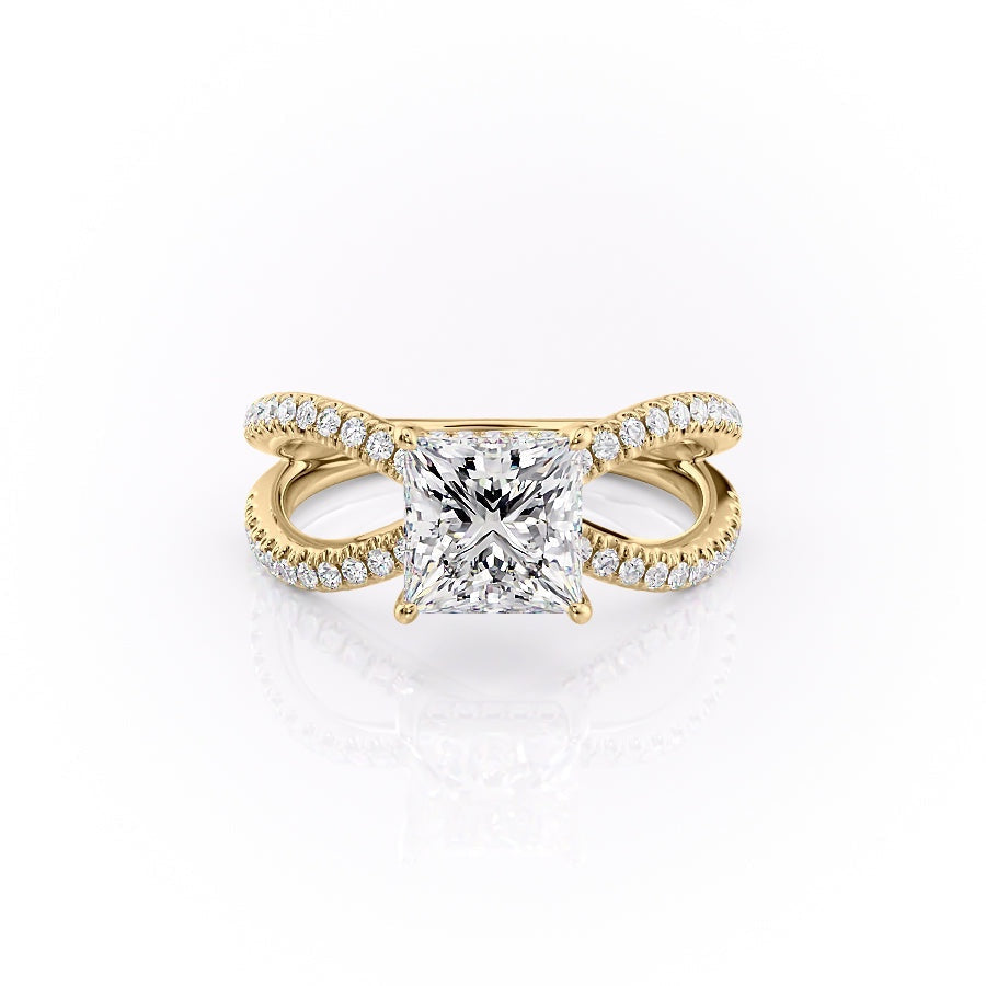 Princess Cut Lab Diamond Criss-Cross Design