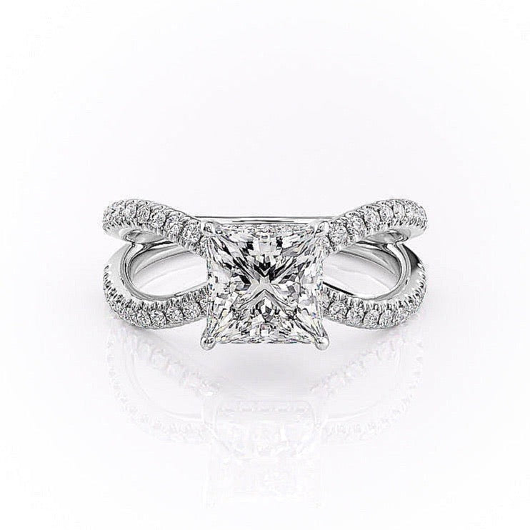 Princess Cut Lab Diamond Criss-Cross Design