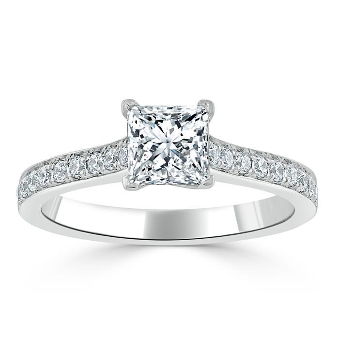 Princess Cut Lab Diamond Engagement Ring, Classic Style