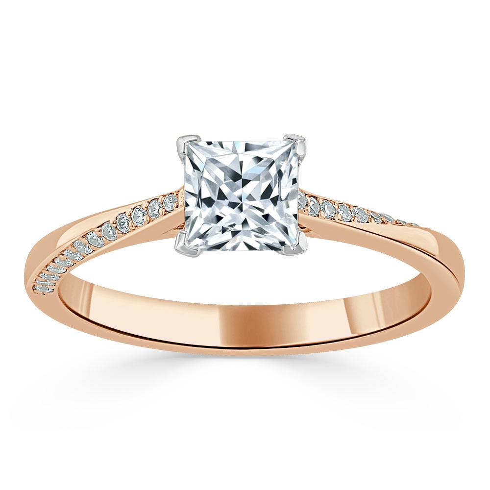 Princess Cut Lab Diamond Engagement Ring, Classic Style