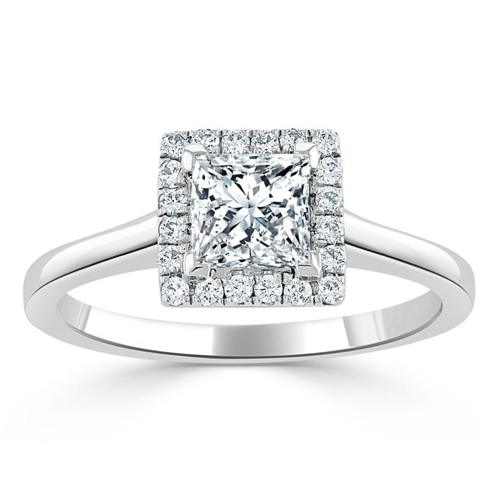 Princess Cut Lab Diamond Halo Engagement Ring