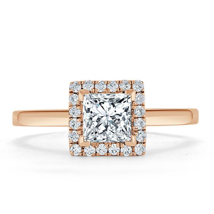 Princess Cut Lab Diamond Halo Engagement Ring