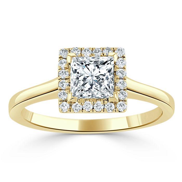 Princess Cut Lab Diamond Halo Engagement Ring