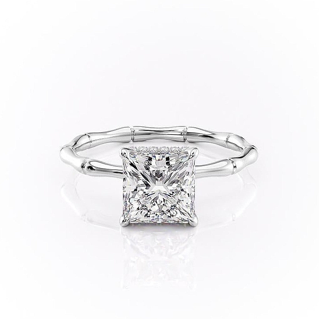 Princess Cut Lab Diamond Ring With Hidden Halo