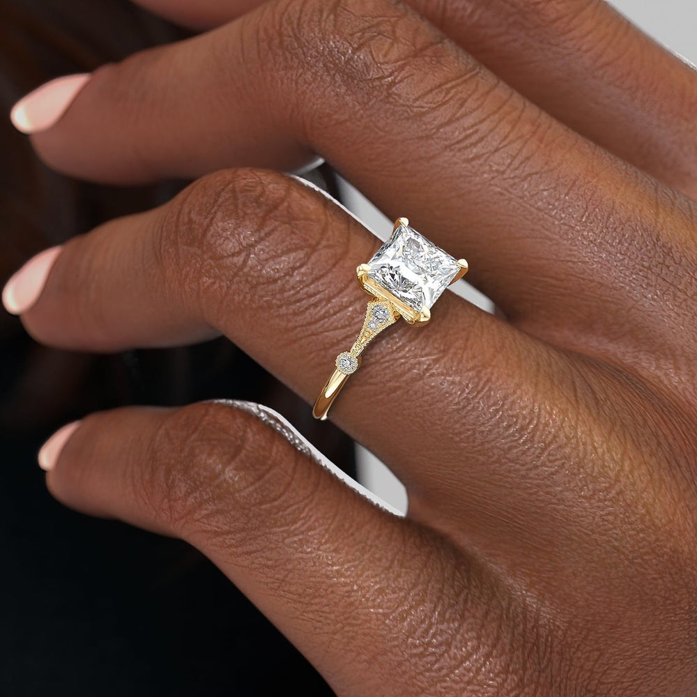 Princess Cut Lab Diamond Vintage Design
