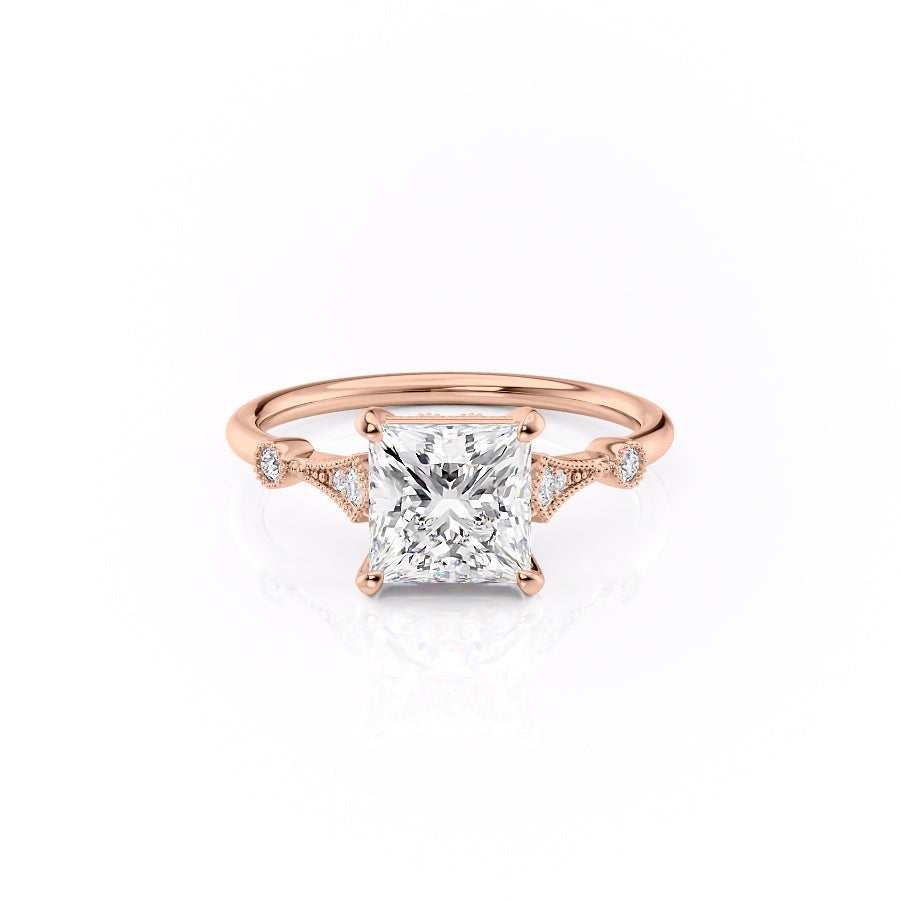 Princess Cut Lab Diamond Vintage Design